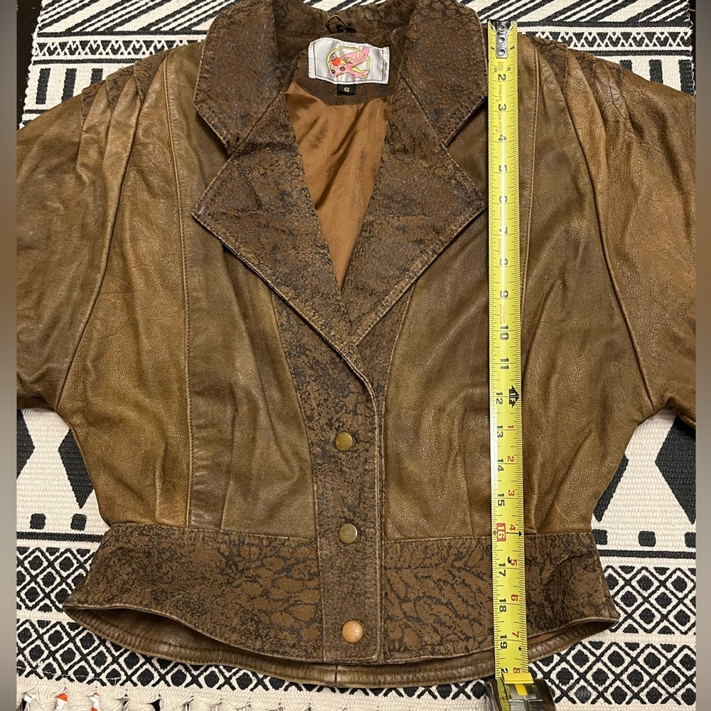 Vintage Adler Leather Jacket Flight Aviator Shoulder Pads Bomber Military Brown - Picture 15 of 16